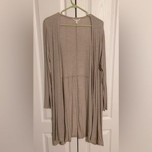 Lightweight Women’s Open Front Long Cardigan -- Tan -- XL
